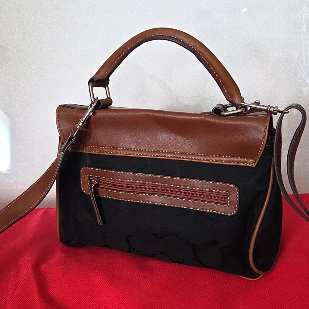 ❤️❤️ CHAPS Jacquard Fabric 2 Tone Crossbody/ Handle Bag - Picture 4 of 6